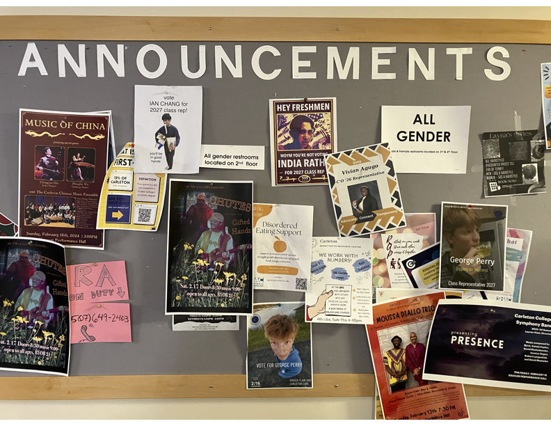 Bulletin boards across campus display posters of hopeful CSA candidates.
