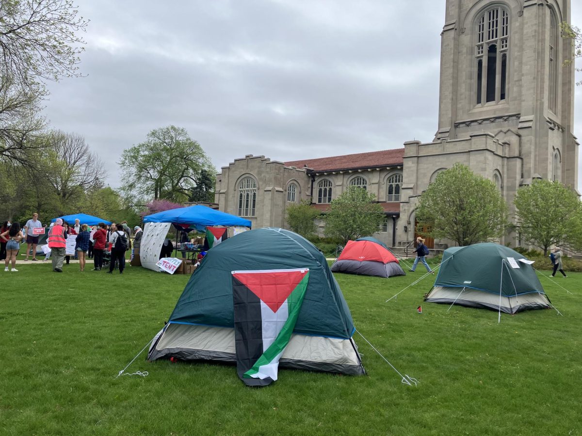 Students recently set up an encampment on the Chapel lawn in support of Palestine.